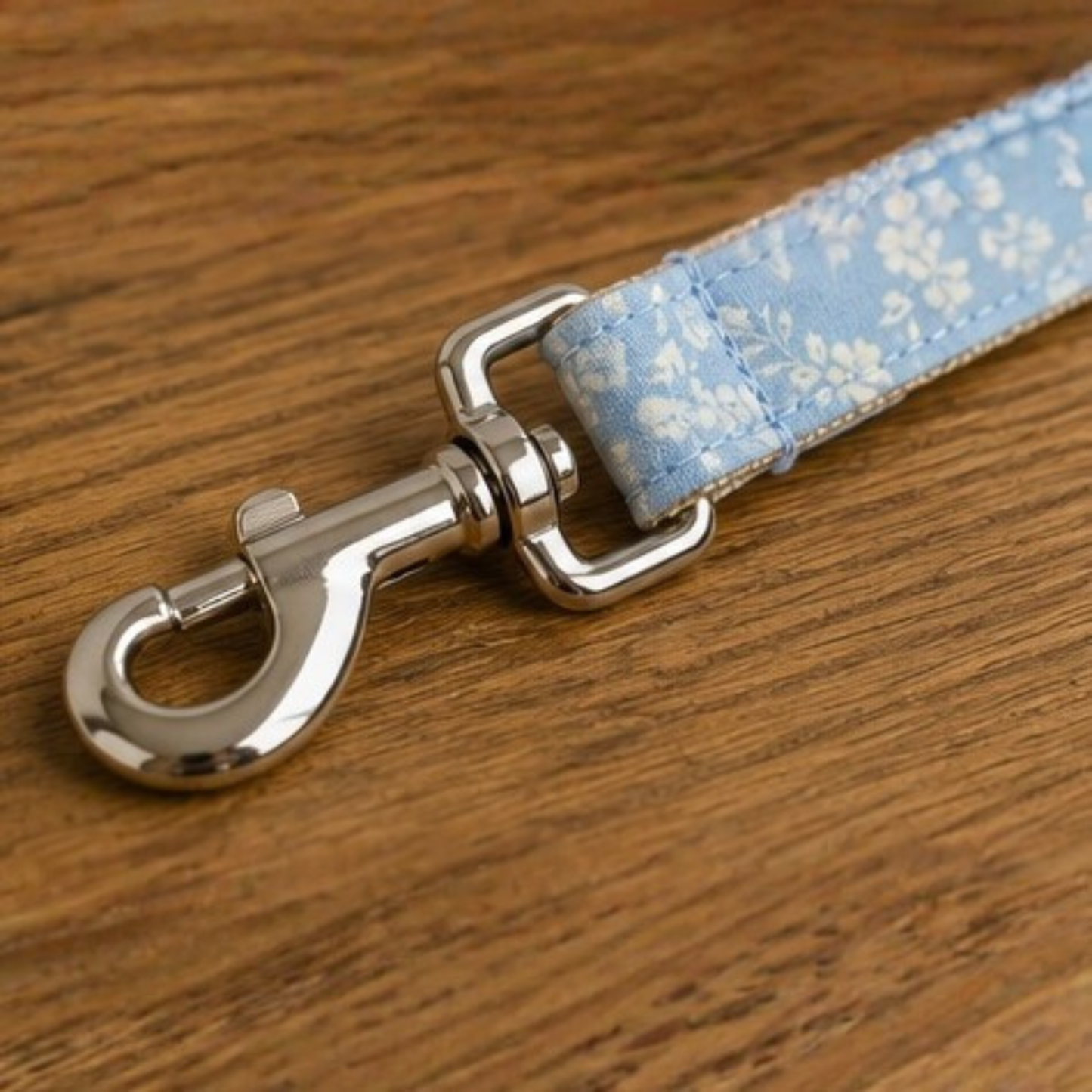 Blue Floral Dog Collar & Lead Set