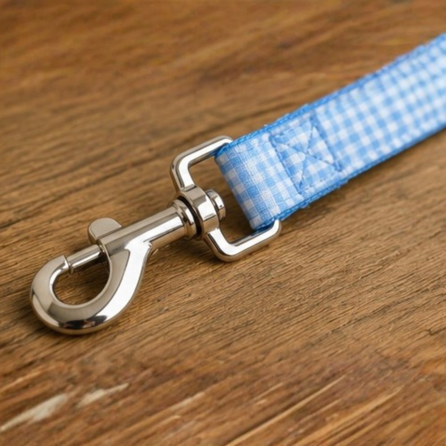 Blue & White Gingham Collar and Lead Set